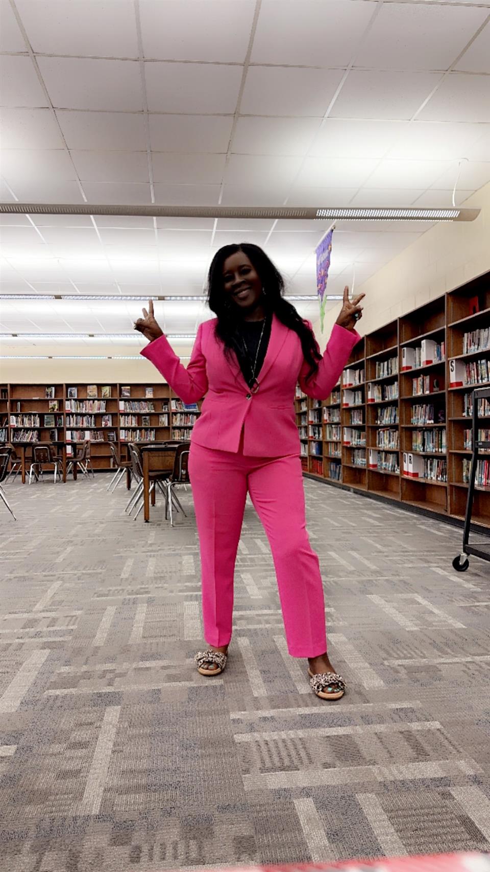 Mrs. Maybin in the Media Center