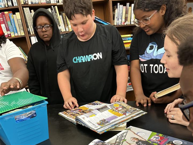Mrs. Maybin in the Media Center