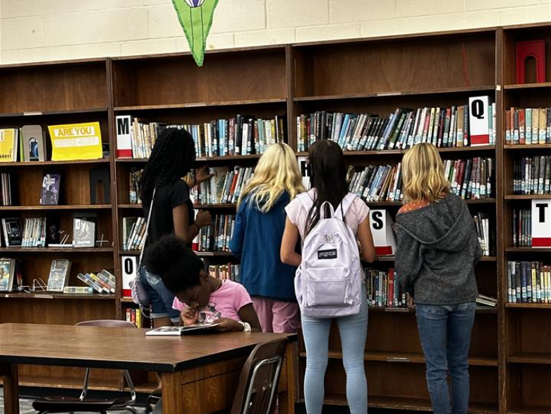 Mrs. Maybin in the Media Center